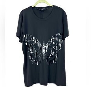 Norma Kamali Black Butterfly Top Size XXL Short Sleeve Shirt Stretch